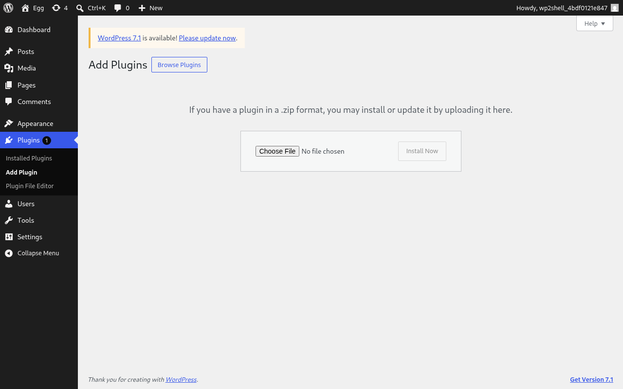 The helper plugin upload page